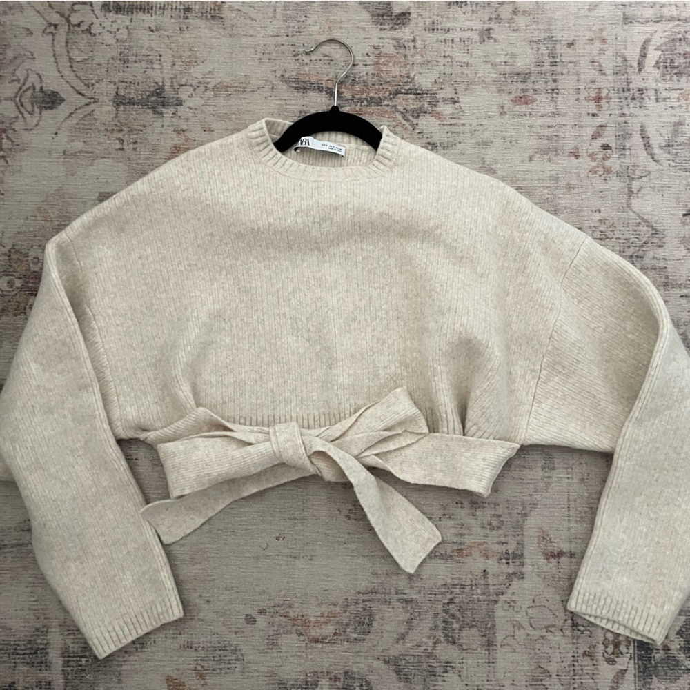 Zara Cream Backless Sweater with Tie
